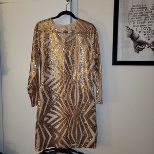 Size 2X-3X gold sequin party dress brand new without tag